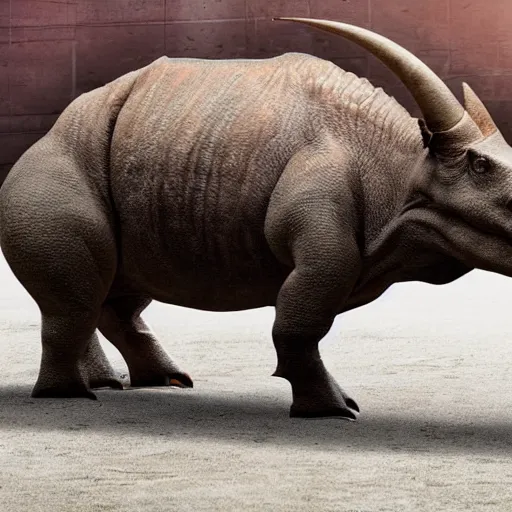 Image similar to elon musk as a rhinosaurus