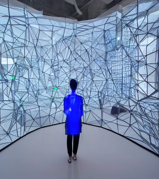 Image similar to x - ray cyber architecture installation, art exhibition, biennale, museum, vr, virtual