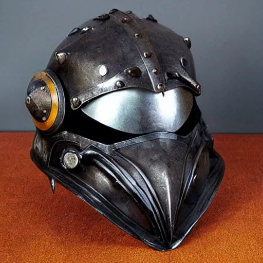 Image similar to cyberpunk frog-mouth medieval helmet