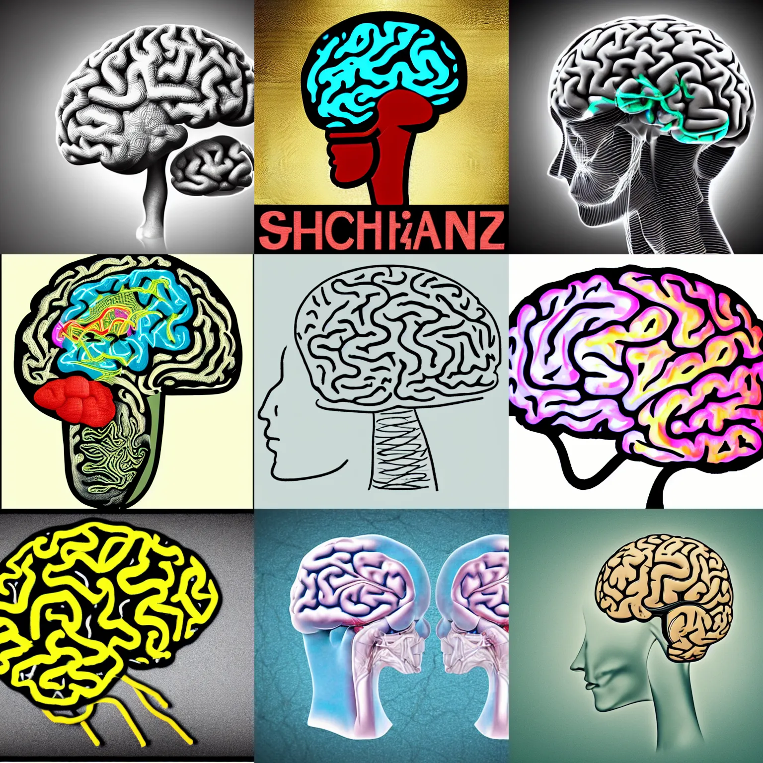 Prompt: schizophrenic brain