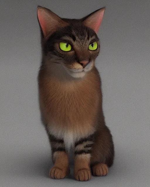 Image similar to a beautiful portrait of a cute cat. artstation. octane render. volumetric light.