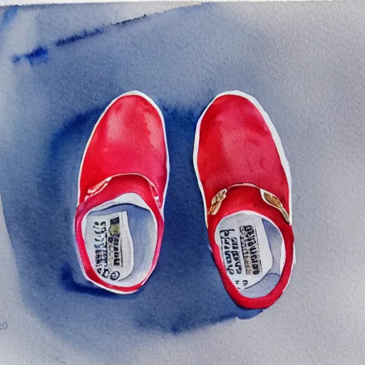 Prompt: watercolor croc shoe art on white background