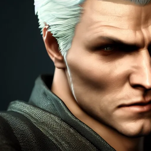 Prompt: vergil from devil may cry, 4k, capcom, octane render, artstation, cgsociety, highly detailed face, sharp focus, ambient occlusion, high contrast,