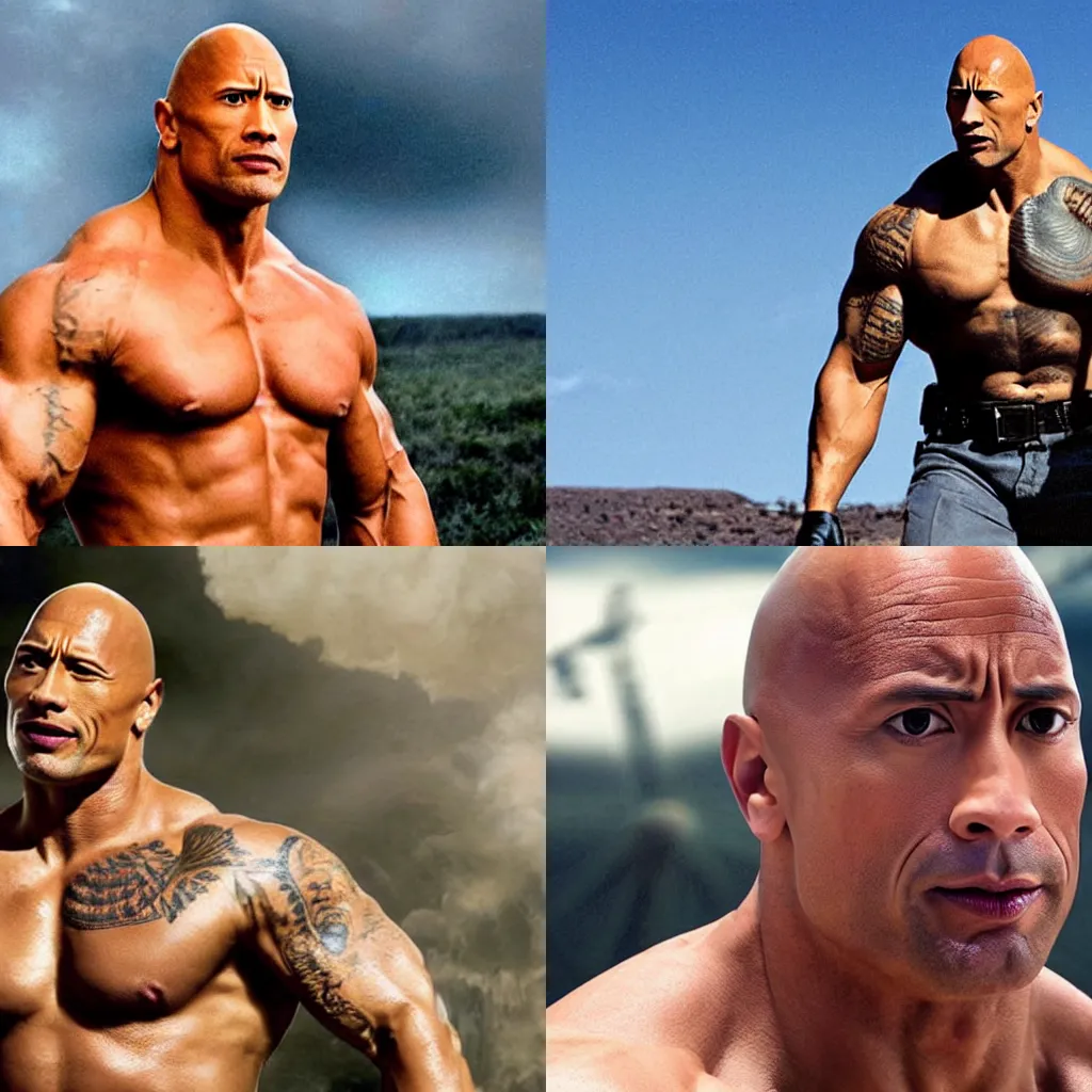 Prompt: Dwayne the rock Johnson as a nuclear warhead