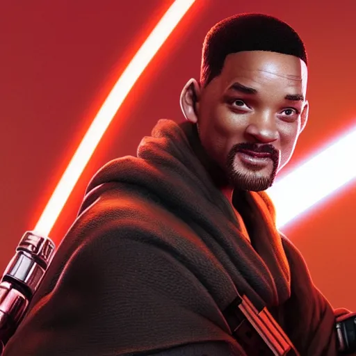 Image similar to will smith as a jedi, starwars, hyper detailed, digital art, trending in artstation, cinematic lighting, studio quality, smooth render, unreal engine 5 rendered, octane rendered