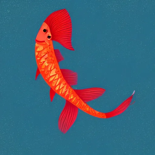 Prompt: red fish, stylized body, with majestic and elegant forms, it is the most handsome fish of all, Anthropomorphic, highly detailed, colorful, illustration, smooth and clean vector curves, no jagged lines, vector art, smooth