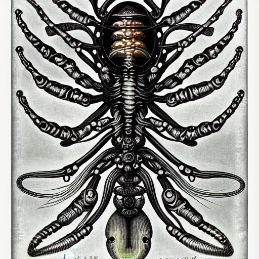 Prompt: alien insectoid by ernst haeckel, masterpiece, vivid, very detailed