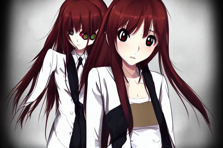 Image similar to makise kurisu digital art