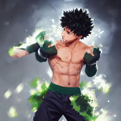 Image similar to Hyper realistic Izuku Midoriya, Greg Rutkowski