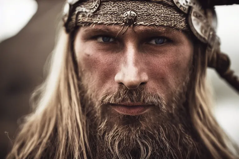 Image similar to portrait of a beautiful Viking model By Emmanuel Lubezki