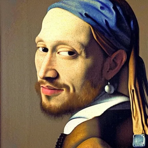 Image similar to markiplier portrait as het meisje met de parel, by johannes vermeer, oil painting, traditional art, detailed, histroical