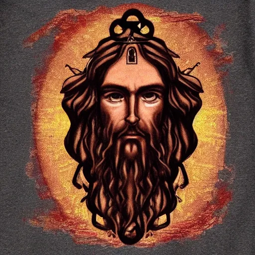 Image similar to “a t shirt design involving Christian religion and Jesus”