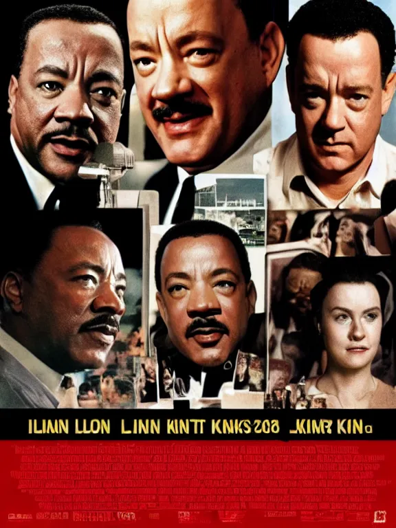 Image similar to biopic movie poster featuring a proud Tom Hanks as Martin Luther King, realistic, dramatic, studio lighting, 8k, realistic, ultrarealistic, IMDB top 5,