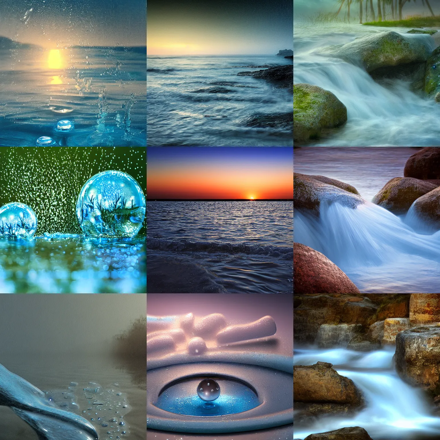 Prompt: closeup fantasy with water magic, at gentle dawn blue light, semi - realism