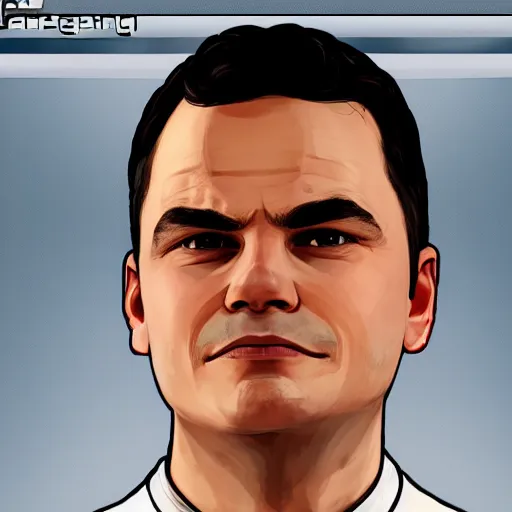 Prompt: GTA V loading screen portrait of ben shapiro up close