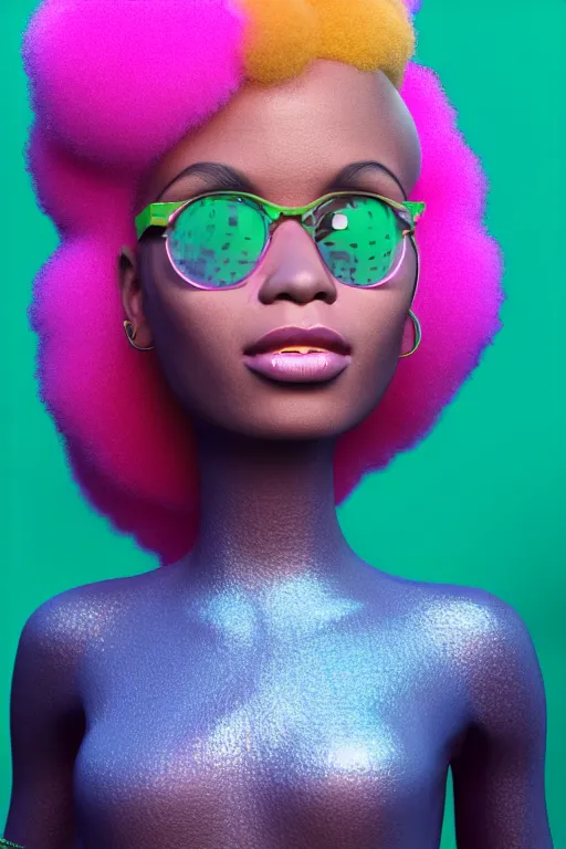 Prompt: a centered render of a cute cool afro disco girl from the seventies, by dreamworks, by pixar, by viktoria gavrilenko, by leticia gillett, by lois van baarle, perfect face, 3 d, 8 k