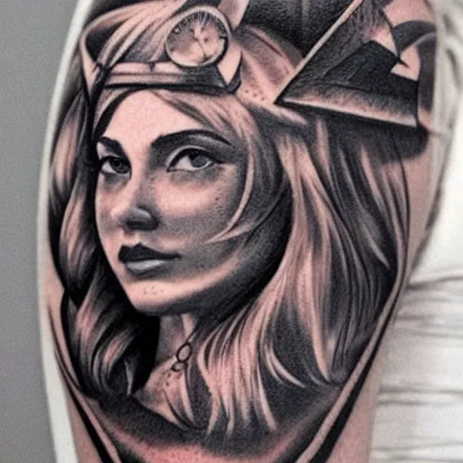 Image similar to tattoo of a portrait of zelda