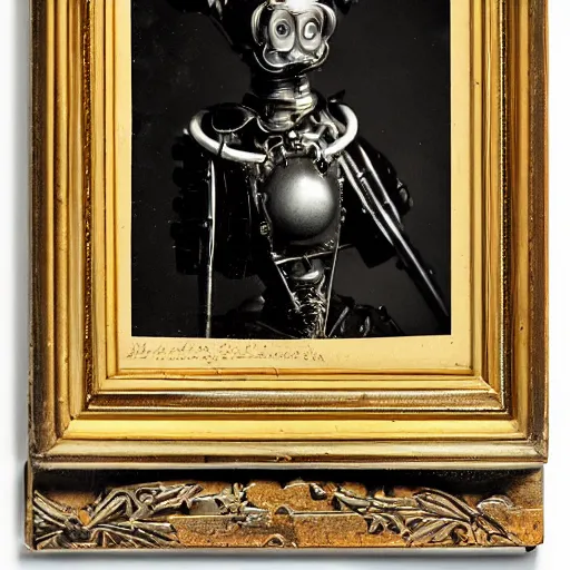 Image similar to portraits of an anthropomorphic steampunk robot maidsa by Louis Daguerre