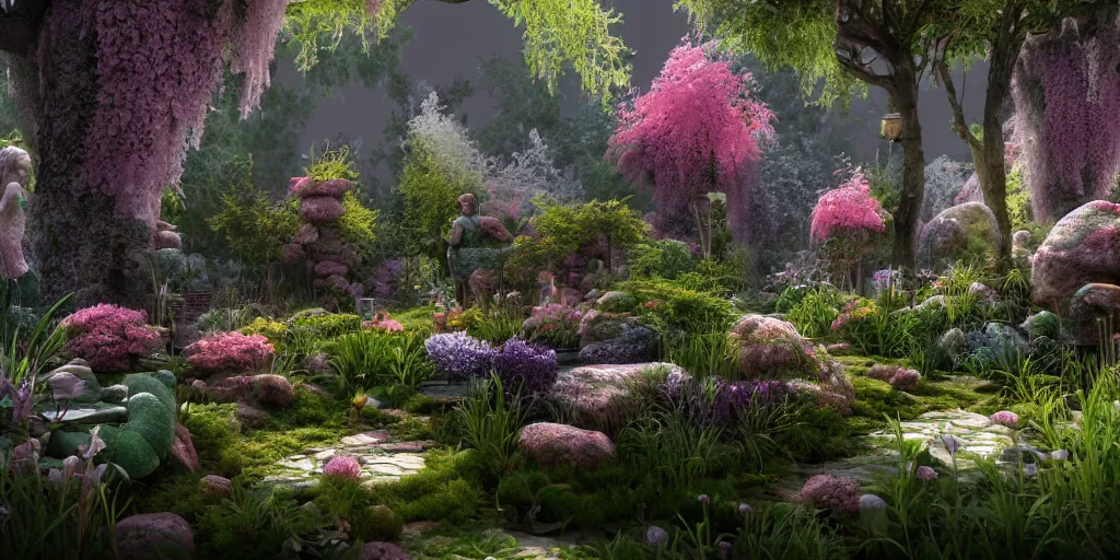 Prompt: in an ethereal magical garden, highly detailed, 8 k, hdr, award - winning, octane render, artstation