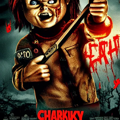 Prompt: Chucky versus The Evil Dead movie poster
