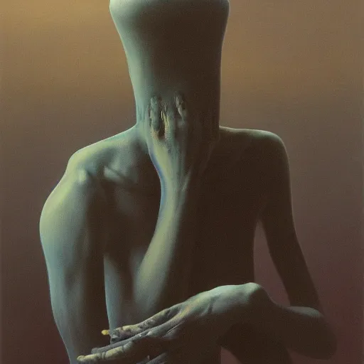 Image similar to a blue creature 4k by zdzisław beksiński