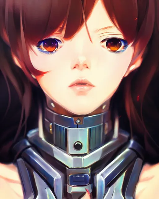 Image similar to portrait Anime as Mecha warrior girl cute-fine-face, pretty face, realistic shaded Perfect face, fine details. Anime. realistic shaded lighting by Ilya Kuvshinov Giuseppe Dangelico Pino and Michael Garmash and Rob Rey