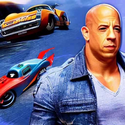 Image similar to vin diesel in hotwheels acceleracers