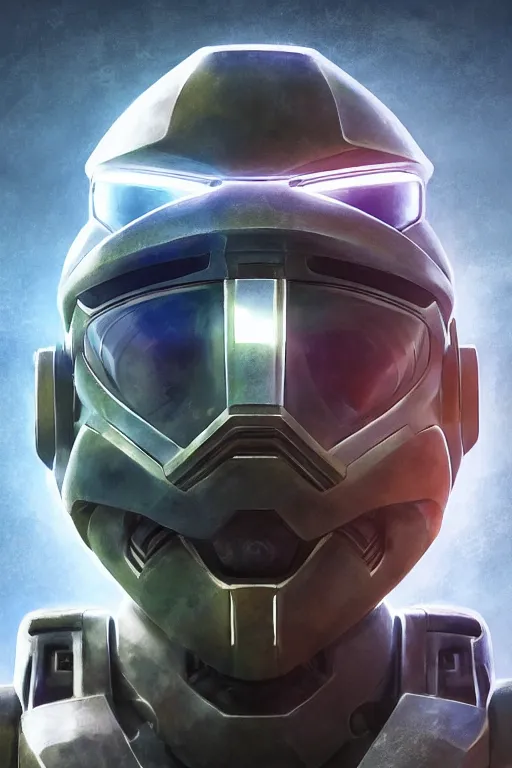 Image similar to robot ninja mask helmet halo master chief radiating a glowing aura global illumination ray tracing hdr fanart arstation by ian pesty and katarzyna da „ bek - chmiel