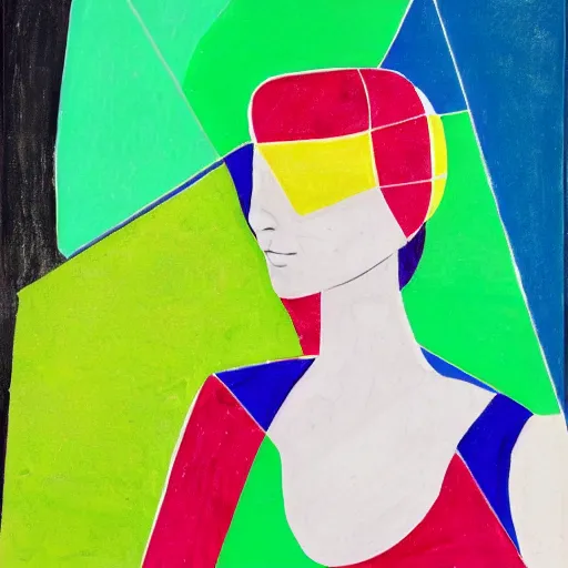 Image similar to portrait of woman, geometrical shapes, bright colors