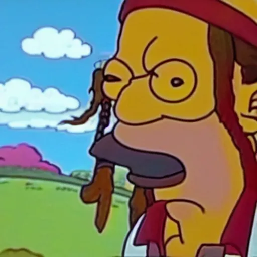 Image similar to A still of Homer Simpson as Jack Sparrow