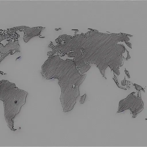 Image similar to world map pencil sketch, trending on artstation, cgsociety