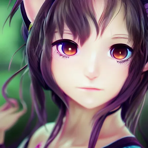 Image similar to nekopara fantastically detailed eyes cute girl portrait with cat ears modern anime style, made by Laica chrose, Mina Petrovic, WLOP!!!!!!!!!!!! modern trending professional digital art unreal Engine 4k 8k