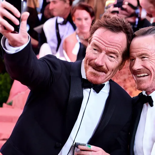 Prompt: bryan cranston taking a selfie with maximilian mundt, hd 4 k photo