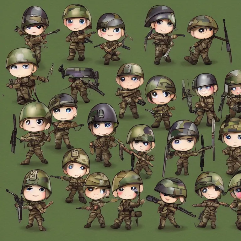 Prompt: chibi soldiers