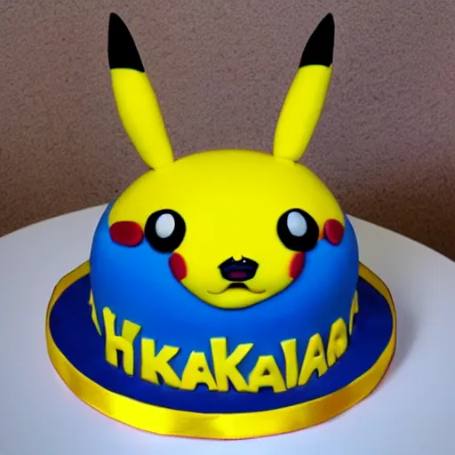 Prompt: hyper realistic pikachu shaped cake, very detailed
