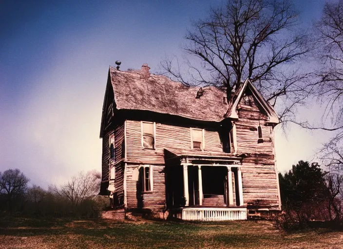 Image similar to photo of the most haunted house in the usa, fujifilm velvia 5 0, color photography, sigma 2 8 mm