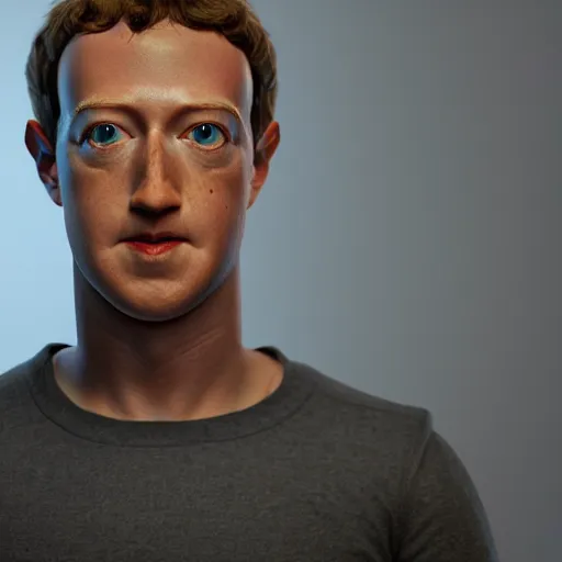 Image similar to Mark Zuckerberg as a creepy futuristic Robot from Black Mirror, hyperrealistic, highly detailed, depth of field, High definition, 8k, octane render, artstation