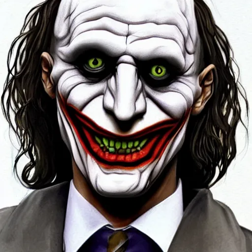 Image similar to voldemort as the joker, highly detailed, photorealistic, hyper detailed