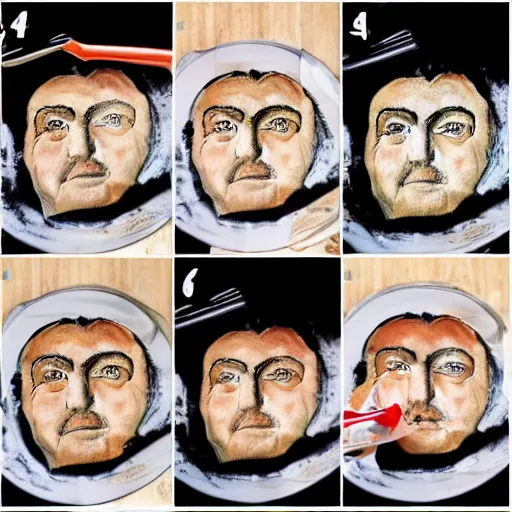 Image similar to edible george clooney made step by step, from the beautiful'how to make food art step by step collection ', dslr