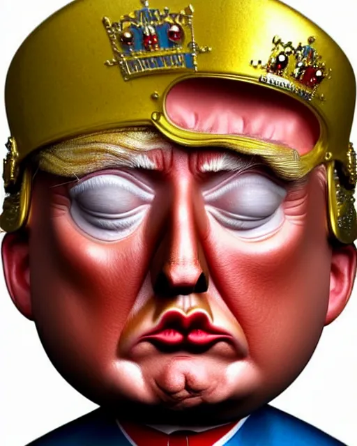 Image similar to closeup profile portrait of a tin toy donald trump as king henry viii, hyper realistic, artstation, illustration, concept art by nicoletta ceccoli, mark ryden, lostfish, max fleischer, digital paint, matte paint, vivid colors, bright, cheerful, detailed and intricate environment