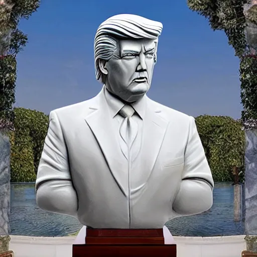 Prompt: marble statue of donald trump, realistic, colorful