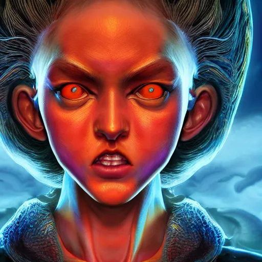 Image similar to Photorealistic demon goddess in the style of Michael Whelan and Akira Toriyama. Hyperdetailed photorealism, 108 megapixels, amazing depth, glowing rich colors, powerful imagery, psychedelic Overtones, 3D finalrender, 3d shading, cinematic lighting, artstation concept art