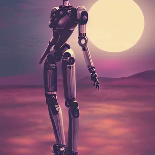 Image similar to a woman and her robot against the world. natural scene in background. grainy and rough. soft colour scheme. beautiful artistic detailed digital art by lurid. ( 2 0 2 2 )