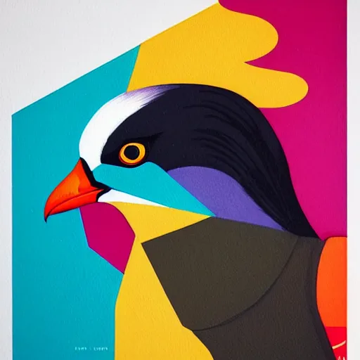 Image similar to majestic pigeon, royal bird, profile picture by Sachin Teng, asymmetrical, Organic Painting , Matte Painting, geometric shapes, hard edges, graffiti, street art:2 by Sachin Teng:4