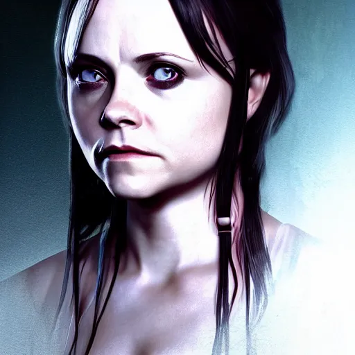 Prompt: fullbody potrait of christina ricci in as an assassin's creed charracter, hyper realistic, digital painting. art station. mood lighting, highly detailed, concept art, intricate, sharp focus, by shaun berke - h 1 2 0 0