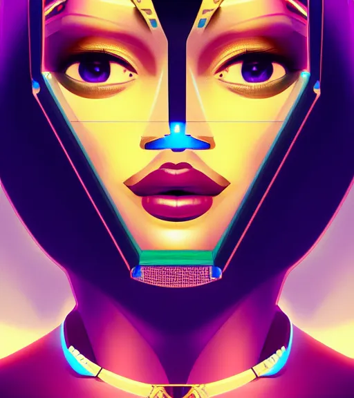 Image similar to symmetry!! egyptian princess of technology, solid cube of light, hard edges, product render retro - futuristic poster scifi, lasers and neon circuits, beautiful brown skin woman egyptian princess, intricate, elegant, highly detailed, digital painting, artstation, concept art, smooth, sharp focus, illustration, dreamlike, art by artgerm