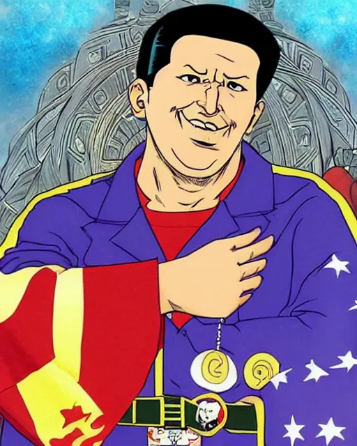 Prompt: Hugo Chavez portrait in Jojo's Bizarre Adventures, Jojo's Bizarre Adventures style, JJBA, anime