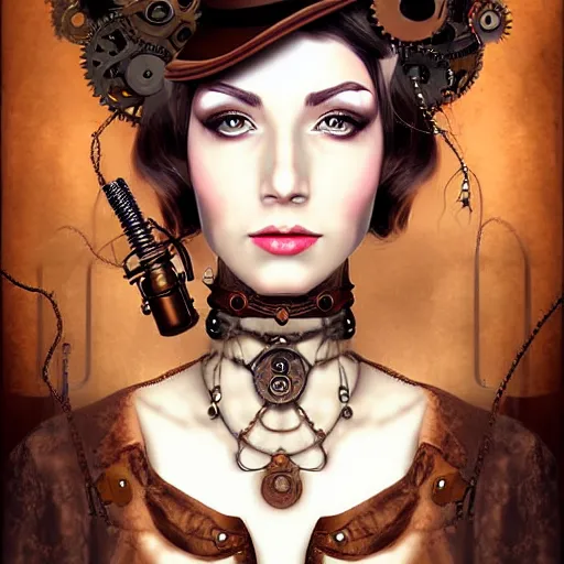 Prompt: beautiful portrait of a steampunk woman, digital art