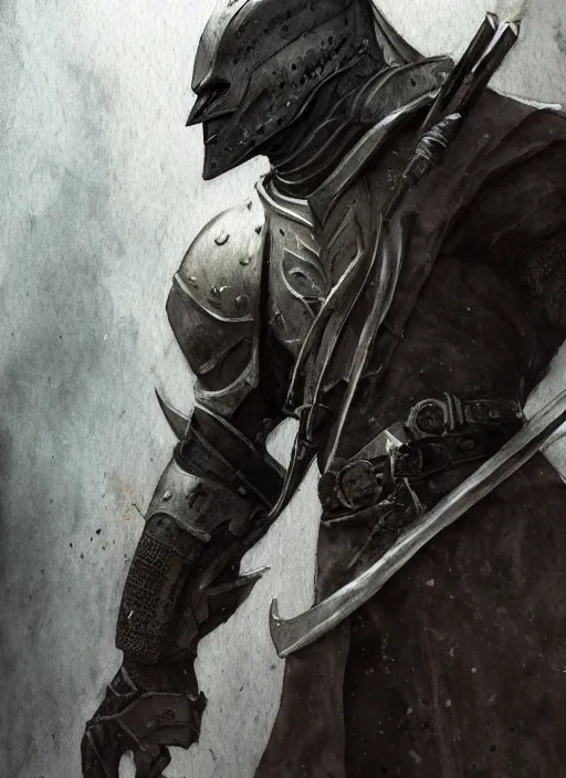 Image similar to portrait, medieval knight Batman, watercolor, dramatic lighting, cinematic, establishing shot, extremly high detail, foto realistic, cinematic lighting, pen and ink, intricate line drawings, by Yoshitaka Amano, Ruan Jia, Kentaro Miura, Artgerm, post processed, concept art, artstation, matte painting, style by eddie mendoza, raphael lacoste, alex ross