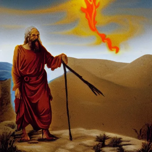 Prompt: moses and the burning bush